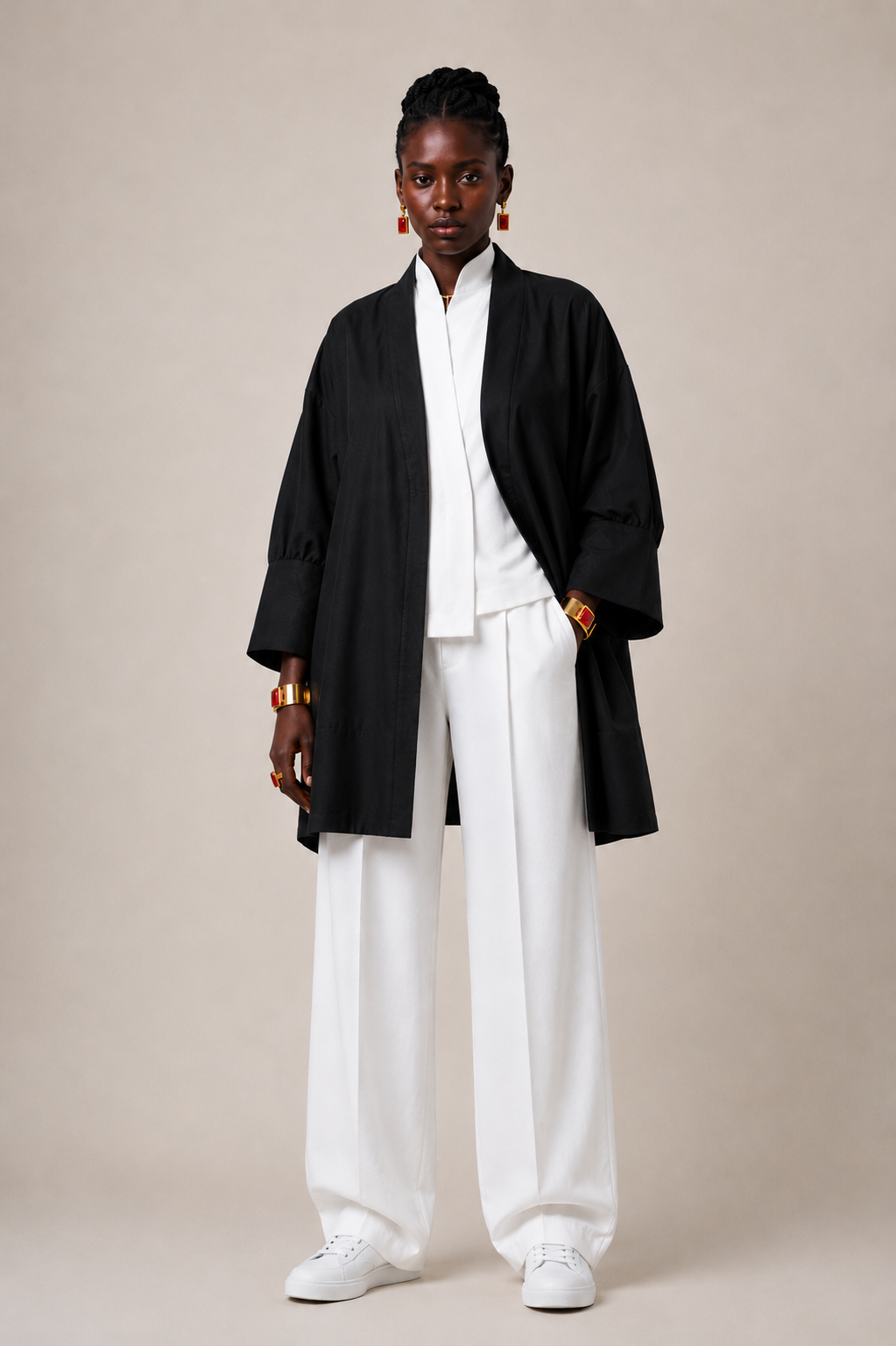 Le Kimono Long — Noir Encre